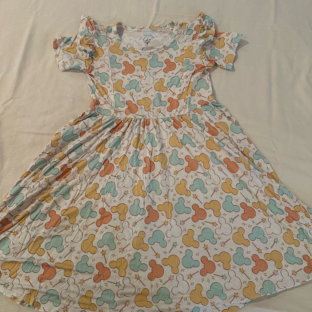 Orange and Pink Making Magic Girls Twirl Flutter Sleeve Fit and Flare Sundress